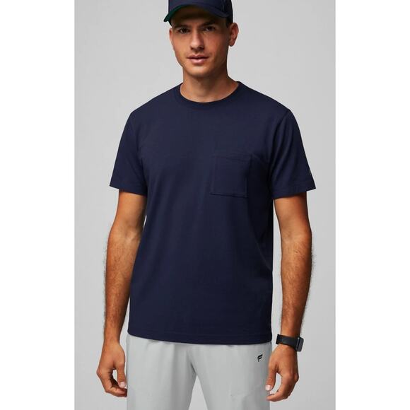 Fabletics 24/7 Pocket Short Sleeve Tee Mens XL Navy Blue T Shirt New Athletic - Picture 1 of 9